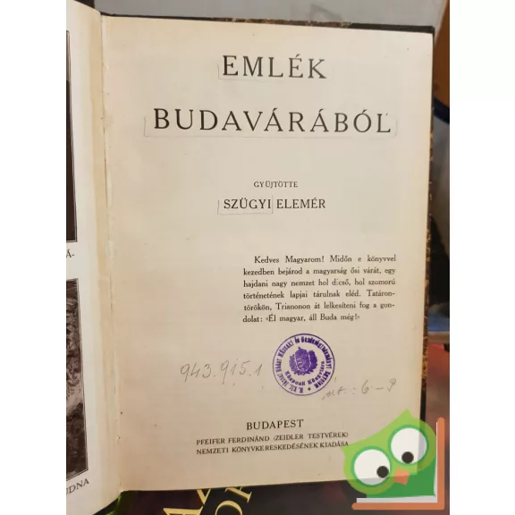 Szügyi Elemér: Emlék Budavárból
