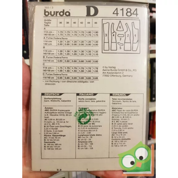 Burda szabásmintával (4184)