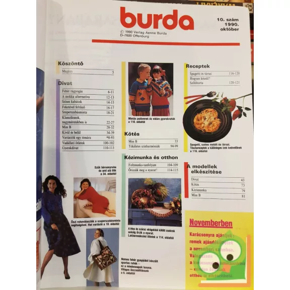 Burda magazin 1990/10 (szabásminta melléklettel)