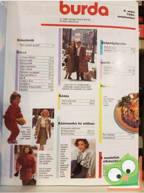 Burda magazin 1990/9 (szabásminta melléklettel)