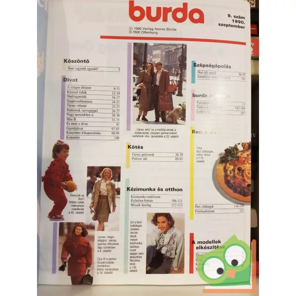Burda magazin 1990/9 (szabásminta melléklettel)