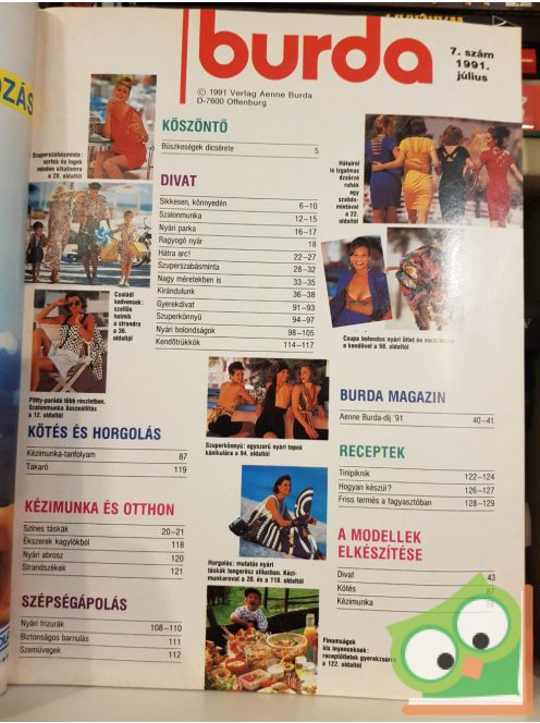 Burda magazin 1991/7 (szabásminta melléklettel)