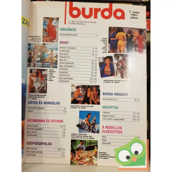 Burda magazin 1991/7 (szabásminta melléklettel)
