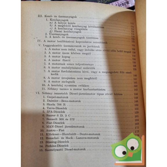 Szendrődi Valér: Gépjármű diesel-motorok működése, kezelése, javítása (ritka)
