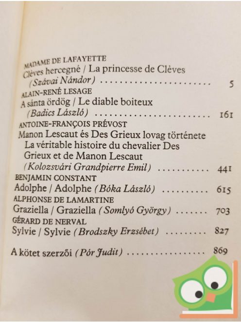 Lator László (szerk.): Klasszikus francia kisregények (A világirodalom klasszikusai)