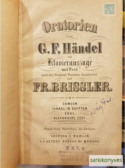 Oratorien von G.F. Händel im klavierauszuge mit Text nach der Original-Partitur bearbeitet von Fr. Brissler